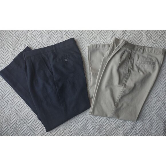 Bundle: Class Club Boys Khaki Navy Casual & Dress Pants Size 16 (h) Husky ~ EXC - Picture 1 of 10
